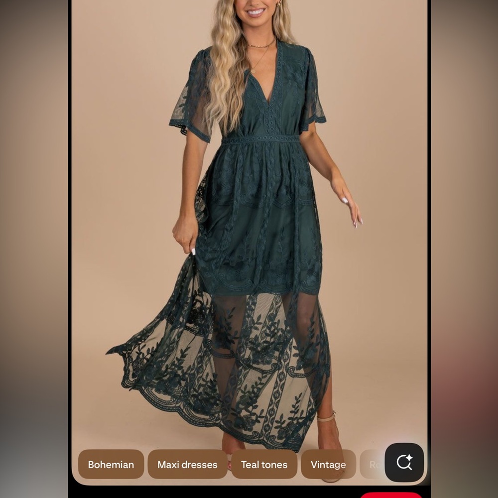 Chic Teal Lace Maxi Dress